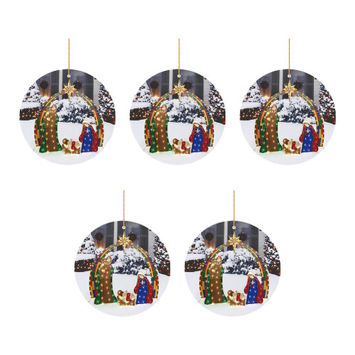 Christmas Decoration Wooden Nativity Scene Pendant Christmas Tree Hanging Ornaments for Christmas and Wedding