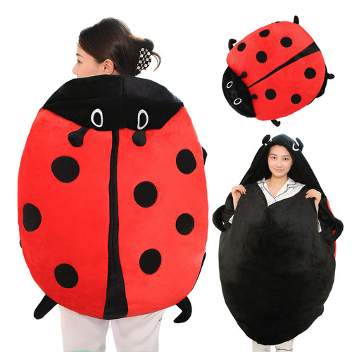 Wearable Ladybug Pillow Cute Warm Sleeping Wearable Plush Removable Oversized 100cm/39.4in Giant Wearable Ladybug Pillow for Children and Adults Release Stress