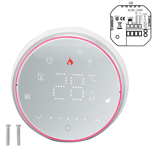 Wireless Smart Thermostat Accurate Programmable WiFi Thermostat Voice APP Control for Electric Heating AC95‑240V Round Base White