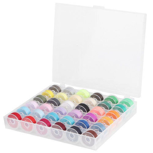 Transparent Bobbin Storage Box 36 Grid with Colorful Bobbin Thread Sewing Machine Supplies