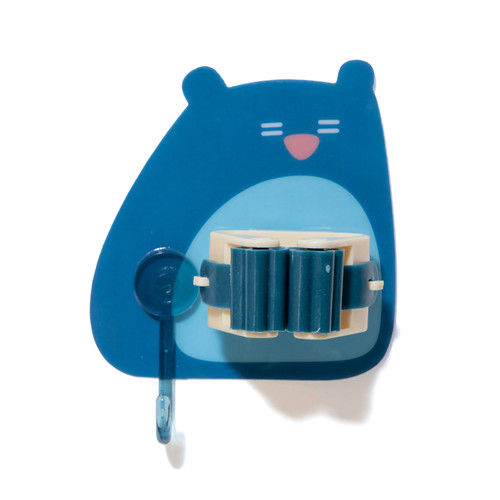 Multifunctional Punch Free Mop Clip Home Wall Mount Cute Cartoon Seamless Mop Chuck Mop HolderDark Blue