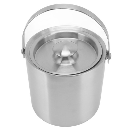 Stainless Steel Ice Bucket Double Layer Wine Champagne Beer Barrel with Handle for Bar Party 3L 19x17.2cm/7.5x6.8in