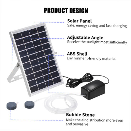 Solar Oxygen Pump Fish Tank Oxygenator Aquarium Oxygen Aerator Pond Aerator Air Pump Fishing Aerator Aquarium Airpump with Aquarium Oxygen Pipe Air Bubble Stone