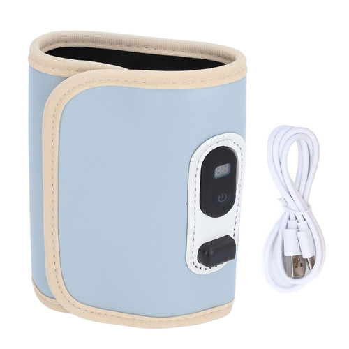 Baby Bottle Insulation Cover 21 Speeds Temperature Adjustable Portable USB Baby Milk Heat Keeper with LED Display for Car Travel Blue