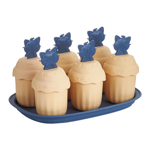 6 Cavity Cartoon Popsicle Molds Plastic Ice Mold Ice Cream Tray Holder