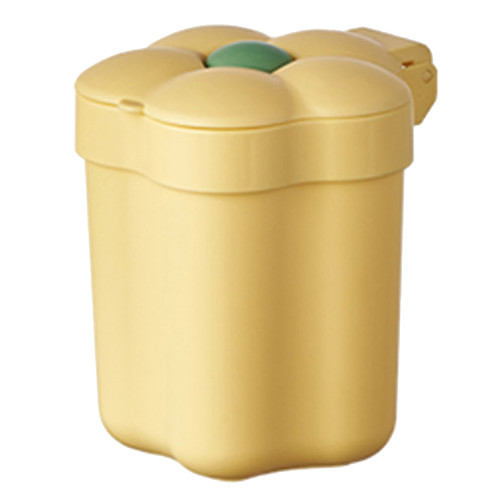 Desktop Trash Bin with Lid Flower Shape Small Garbage Can Large Opening Storage Paper Basket Yellow