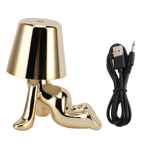 LED Table Lamp Touch Control Desk Light 3 Modes USB Rechargeable Night Light Ornament for Bedroom Living Room Office Gold E Type