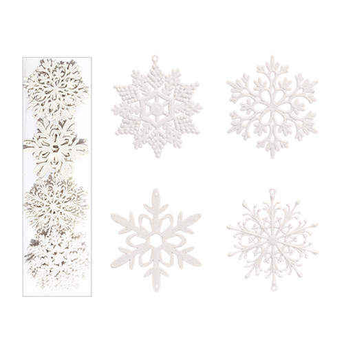 40 Pcs Glitter Snowflakes 10cm Christmas Tree Hanging Ornaments Christmas Home Decorations