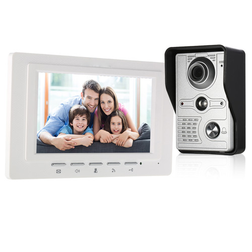 7 inch Wired Video Doorbell Indoor Monitor with IR-CUT Rainproof Outdoor Camera Visual Intercom Two-way Audio Remote Unlock Video Door Phone