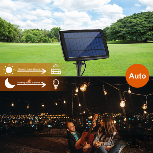 Solar Powered G40 String Lights Outdoor Hanging Lamp 30 E12 LED Bulbs 2700K Warm Light with Remote Control IP44 Waterproof for Outdoor Backyard Garden Porch Patio Home Wedding Party Decoration