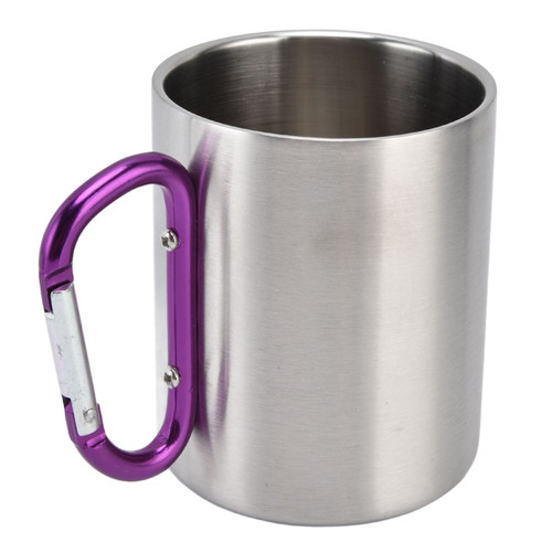 Stainless Steel Mug 360ml Double Wall Comfortable Handle Glossy Surface Exquisite Durable Stainless Steel Coffee MugPurple Handle