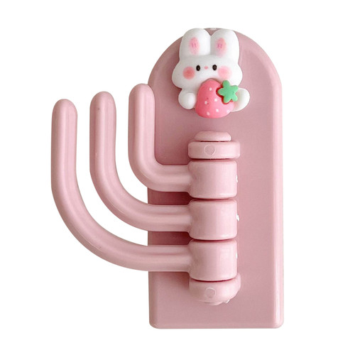 Cute Cartoon Wall Hook Innovative Cute Animal Adhesive Kids Wall Hook for Dormitories Pink Strawberry Bunny