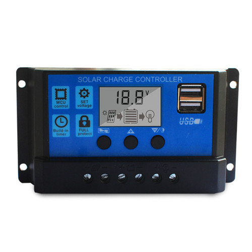30A Solar Charge Controller 12V/24V Automatic Identification LED Display PWM Solar Battery Charge Controller