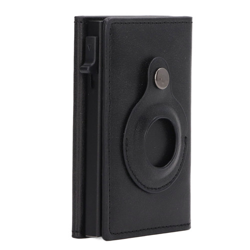 PU Leather Card Holder Anti Theft Swiping Anti Lost Card Case Wallet for IOS Locator Tracking Device Black