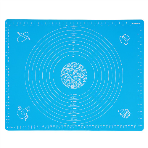 Kitchen Thicken Silicone Rolling Dough Pad Baking Mat with Scales DIY Baking ToolsBlue 40x50cm