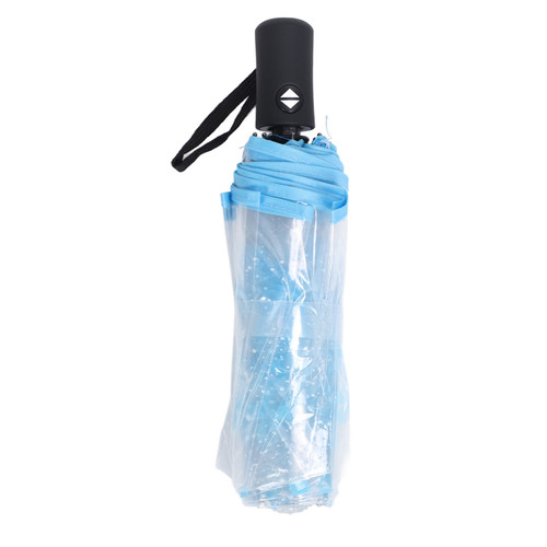 Automatic Umbrella Multipurpose 8 Ribs Fashion Transparent Flower Pattern Folding Travel Umbrella for Daily Stage Performance Blue