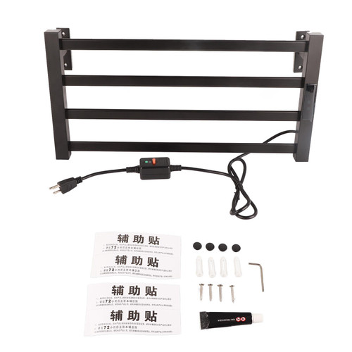 Thermostatic Towel Rack Digital Display Punching Free Wall Mounted Electric Heated Towel Shelf US Plug 110V