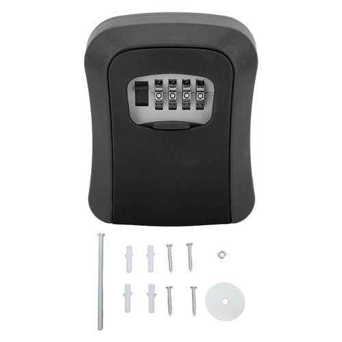 Key Lock Box Wall Mounted Combination Lockbox for Outside House Keys 5 Keys Capacity Key Safe Security Storage Lock Box Black (with Dust Cover)