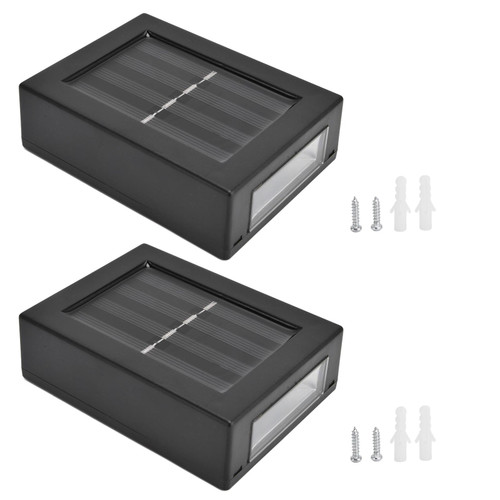2pcs LED Solar Wall Lamp Waterproof UP Down Outdoor Decorative Sensor Light for Garden Porch BackyardWhite Light