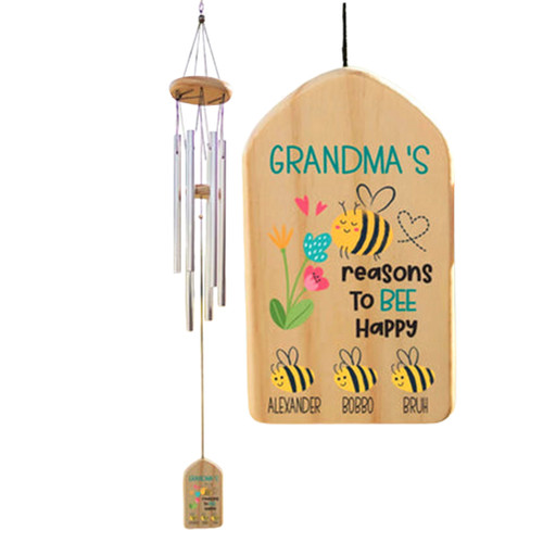 Grandma Mothers Day Wind Chime Personalized Bee Wind Chimes Mothers Day Gift for Grandma
