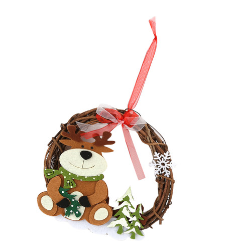 Christmas Decorative Rattan Wreath Christmas Vine Circle Wreaths DIY Christmas Craft Interior Decoration for Home Party Shop OfficeBear