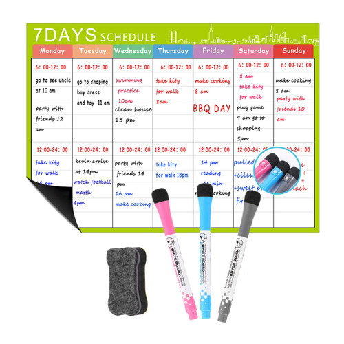 Magnetic Dry Erase Calendar Whiteboard Fridge Magnet Flexible Daily Message Stickers with 3 Board Pen 1 Eraser for Weekly Monthly Organizer Schedule Planner To Do List Notepad Wall Set A3 16.5*11.8in