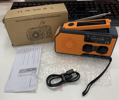 Solar Crank Radio Emergency Portable Hand Crank Survival Radio with Flashlight Reading Lamp Orange