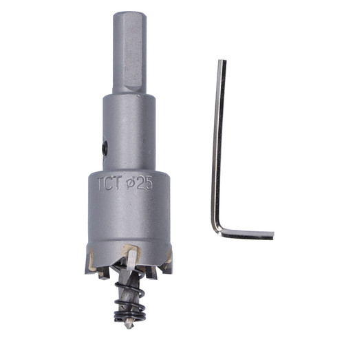 Hole Saw High Speed Steel Three Blades Inclination Angle Design Durable Hole Cutter for Metal with Hex Key25mm