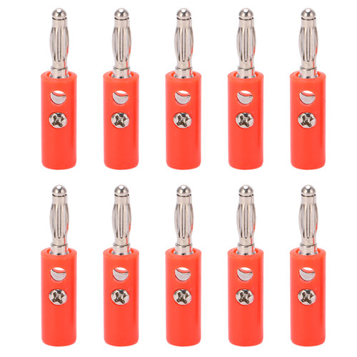 10pcs 22.090 4mm Banana Plug Gold Plated Lantern Banana Plug Connector for Electronic EquipmentRed