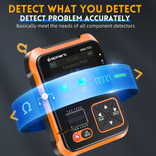 3in1 Digital Oscilloscope Transistor Tester Function Signal Generator Meter Handheld Oscilloscope 2.4inch TFT Display 10MS/s Sample Rate 500KHz Bandwidth Oscillometer