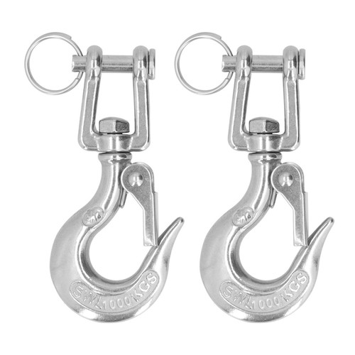 2Pcs Lifting Clevis Chain Hook 304 Stainless Steel Rigging Accessory with Safety Latch(3/8（1000kg） )