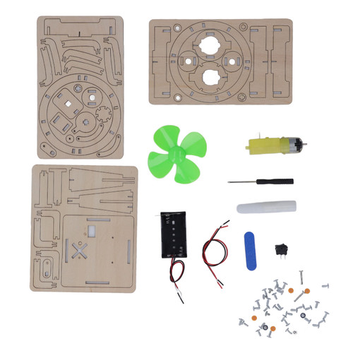 Wooden Moving Head Fan Model DIY Electric Fan Assembly Kit for Child Science Experiment
