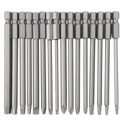 16Pcs 100mm Screwdriver Bits Set Hex Cross Slotted Hollow Pentalobe Bit Screwdriver Accessories