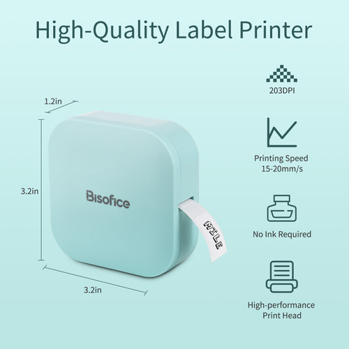 Bisofice Q30 Label Maker Machine Mini Pocket Thermal Label Printer with 1pcs Thermal Label Roll All in One BT Connect Adhesive Tag DIY Date Journal Study Sticker Labeling Machine Compatible with iOS Android for Retail Store Home & Office Organization