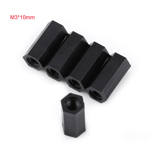 100Pcs Black PA66  M3 Female x M3 Female Hex Threaded Spacer Standoff

(M3*10)