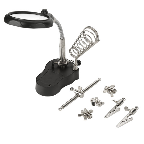 Helping Hand Auxiliary Clip Magnifying Soldering Iron Lens Magnifier LED Light Stand