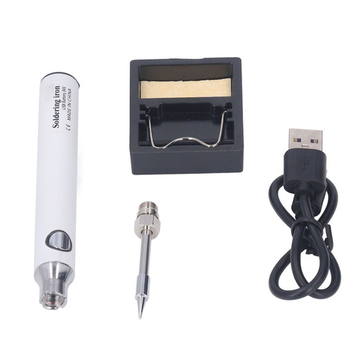 USB Soldering Iron Cordless Portable Electric Solder Iron 3 Gear Welding Tool with Indicator Light White