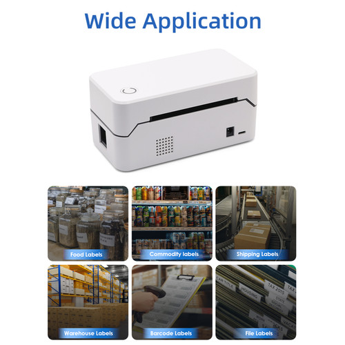 80mm USB Shippting Label Printer with Auto Cutter Desktop Direct Thermal Printing Wired Connection Support 1D 2D Barcode for Shipping Tags Business Restaurant Kitchen Supermarket Home Business Retail Store