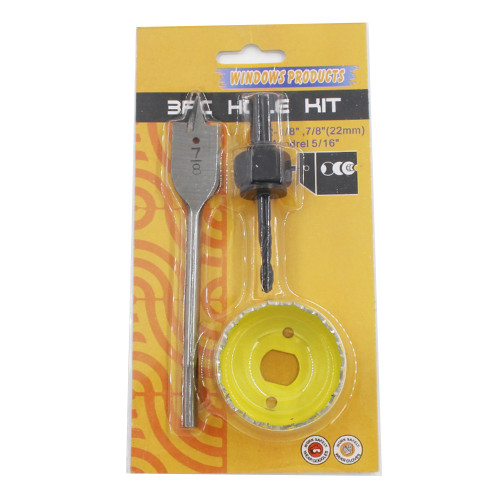 3Pcs Metal Flat Drill Hole Saw Drill Bit Set For Wood Board Plastic(Yellow)