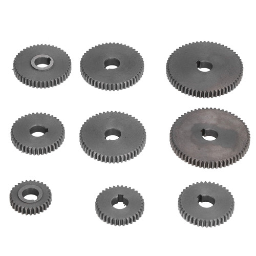 9Pcs Metal Gear Set Mini Lathe Cutting Machine Gears 2xT60 2xT50 1xT45 2xT40 1xT35 1xT30