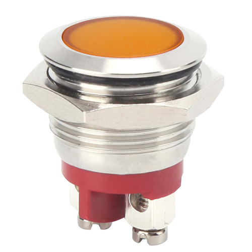 0.6in LED Indicator Bright Signal Light FlameRetardant Base IP66 Waterproof Universal(Yellow )