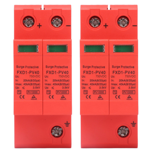 2Pcs SPD Protective Devices DC Photovoltaic Arrester 2P 40KA FXD1‑PV40