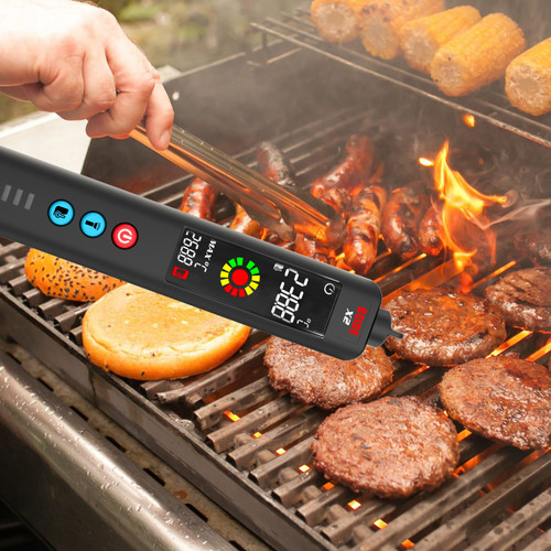 BSIDE X2 Smart Digital Multimeter Infrared Temperature Measuring LCD Screen AC DC Voltage Detector Pen LED Flashlight Accurate and Sensitive Multifunction Voltage Meter Continuity Resistance Frequency Testing with Alarm Buzzer