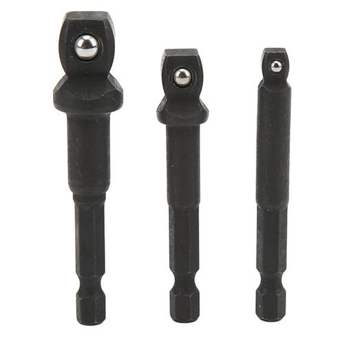 3Pcs Socket Adapter 1/2in 3/8in 1/4in Hex Shank Chrome Vanadium Steel Tool Set Kit