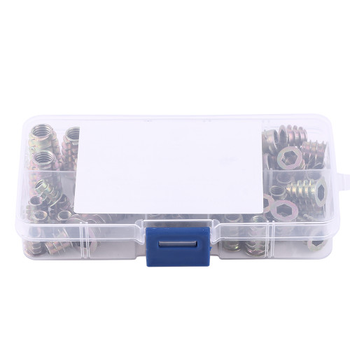 50pcs M4/M5/M6/M8/M10 Zinc Alloy Screw in Type Hex Drive Threaded Insert Nuts Assortment
