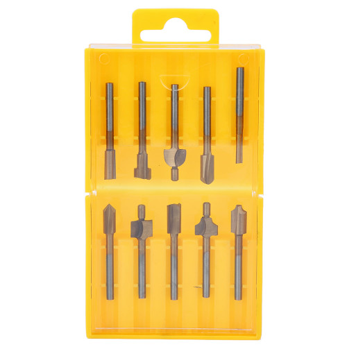 10Pcs Milling Cutter High Speed Steel Gold Titanium Plating Router Bits Woodworking Tool