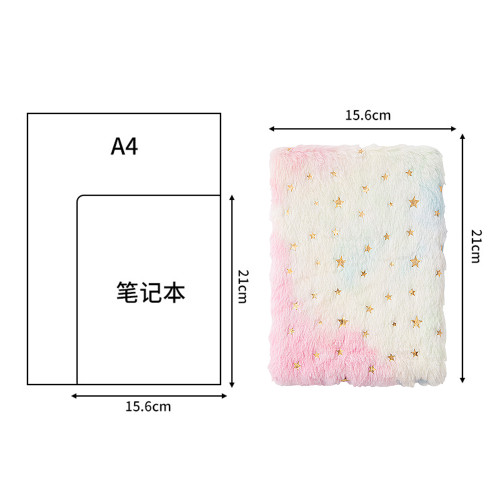 A5 Notebook Cute Plush Fluffy Covered Diary Notepad Gradient Colored Softcover for Girls Embroidery Private Writing Drawing Note Taking Journal  A5 Lined 80 Pages Gift for Kids Birthday Christmas School