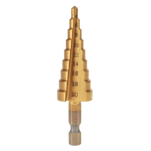1Pcs High Speed Steel Step Cone Drill Bit Hole Cutter Hex Shank Titanium Plating Drill(4-20mm)