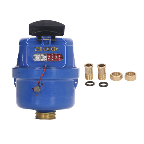 Positive Displacement Water Meter Brass Cold Water Flow Meter for Garden and Home 1/2inch Fitting