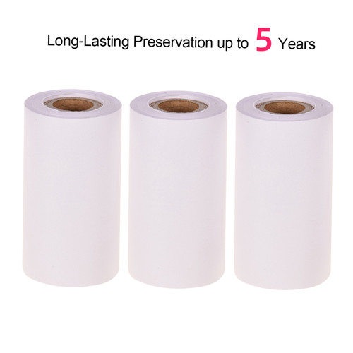Poooli White Blank Sticky Thermal Paper Long-Lasting 5-years Paper Roll BPA-Free 57*30mm(2.17*1.18in) 3 Rolls Compatible with Poooli Thermal Printer